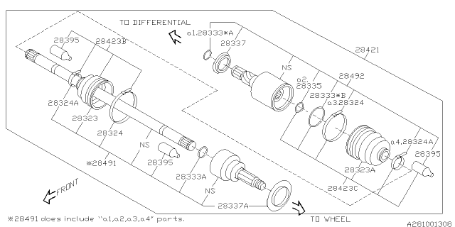2017 Subaru Outback Rear Axle Shaft Assembly Diagram for 28421AL00A