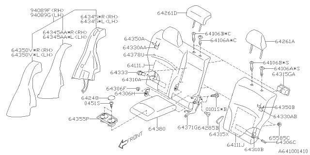 2019 Subaru Legacy Seat Cover Assembly B RSDR Diagram for 64350AL65AVH