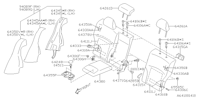 2019 Subaru Legacy Pad Rear Side Assembly OBK Diagram for 64244AL25AVH