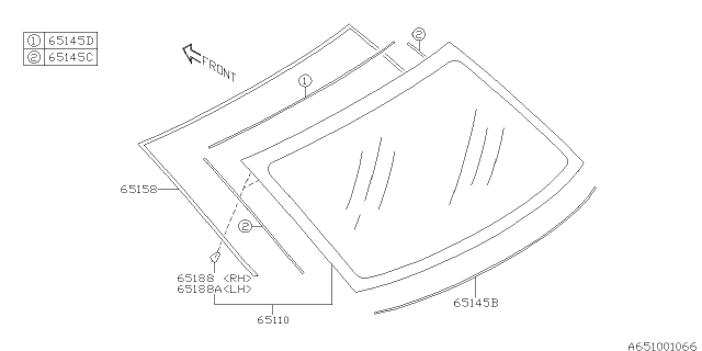 2018 Subaru Legacy Pin Locate Rear Glass Right Diagram for 65135AL02A