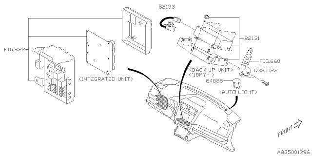 2018 Subaru Outback Backup Unit Assembly Diagram for 82131AL01B