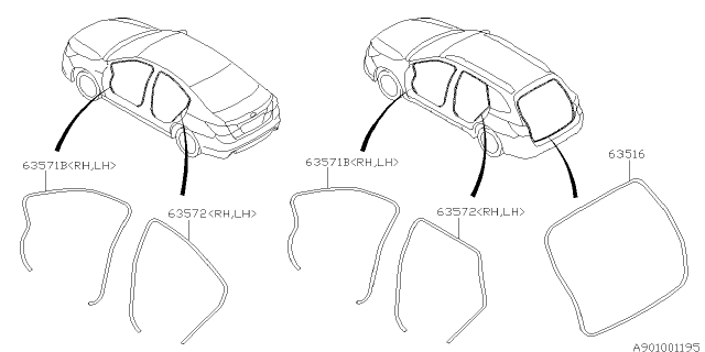 2016 Subaru Legacy Weather Strip Diagram 1