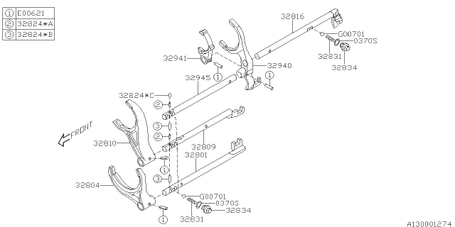 2016 Subaru Legacy Shifter Fork & Shifter Rail Diagram 2