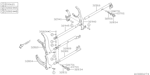 2017 Subaru Legacy Shifter Fork & Shifter Rail Diagram 2