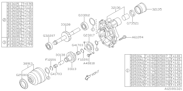 2016 Subaru Legacy Manual Transmission Transfer & Extension Diagram 1