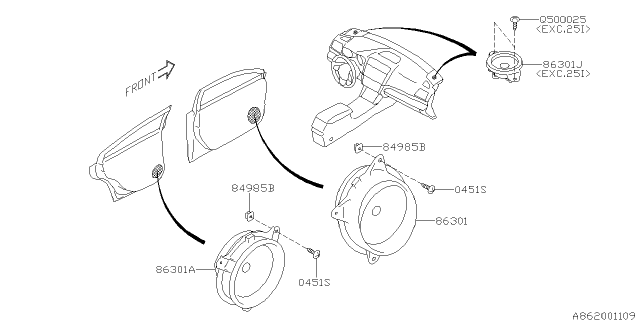 2019 Subaru Legacy Audio Parts - Speaker Diagram 2