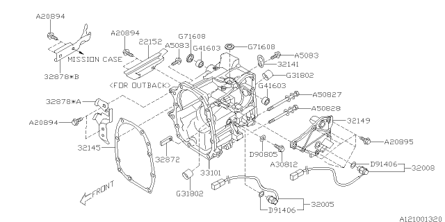 2016 Subaru Legacy Manual Transmission Transfer & Extension Diagram 2