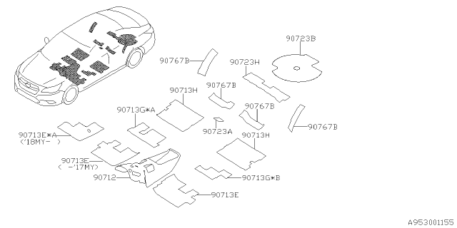 2018 Subaru Legacy SILENCER Floor Diagram for 90719AL01A