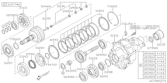 2016 Subaru Outback Automatic Transmission Transfer & Extension Diagram 2