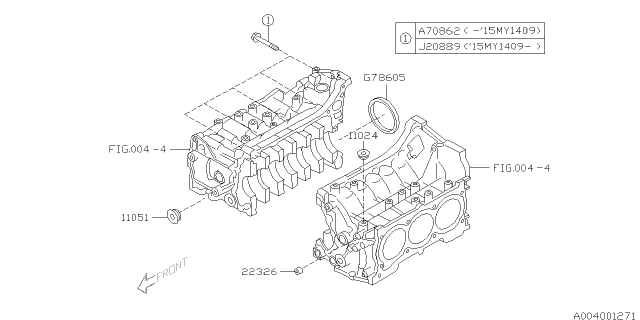 2015 Subaru Outback Plug Cylinder Head Diagram for 11051AA062