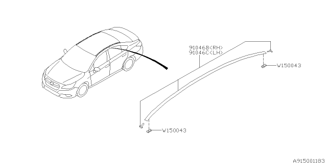 2018 Subaru Legacy Molding Diagram 1