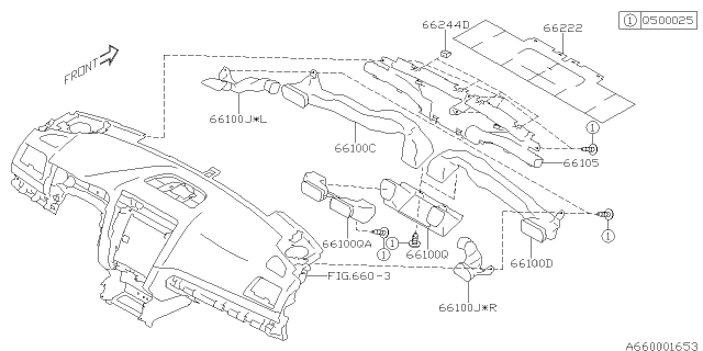 2015 Subaru Legacy Duct Side Vent Diagram for 66100AL04A