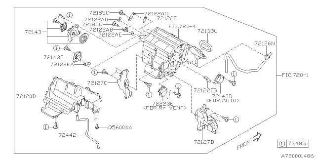 2017 Subaru Outback Duct Foot Diagram for 72127AL02A