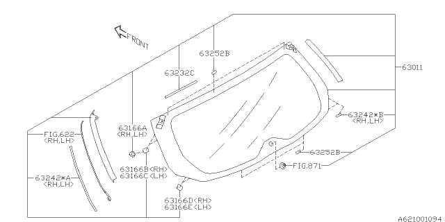 2019 Subaru Outback Back Door Glass Diagram 1