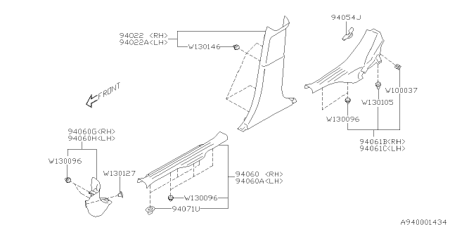 2019 Subaru Legacy Cover Side SILL Front Left Diagram for 94060AL11AVH