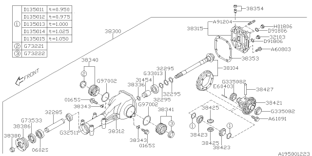 2016 Subaru Outback Gear Set Diagram for 38104AA450