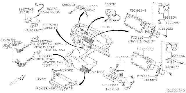 2018 Subaru Outback TELEMA RPR Assembly Std Diagram for 86229AL00B