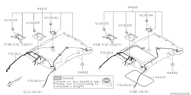 2015 Subaru Outback Cap Trim Panel Roof Diagram for 94482KG000ME