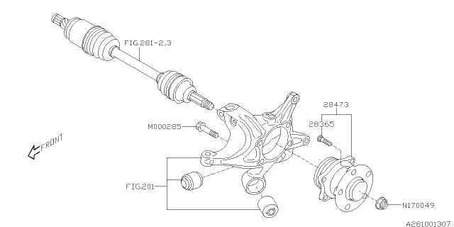 2019 Subaru Outback Hub Bearing Assembly Diagram for 28473XC00A