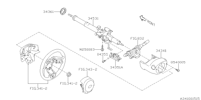 2015 Subaru Outback Column Assembly Diagram for 34500AL02A