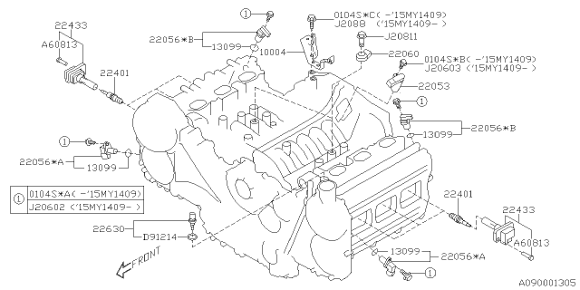 2017 Subaru Legacy Spark Plug & High Tension Cord Diagram 2