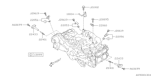 2019 Subaru Outback Spark Plug & High Tension Cord Diagram 1