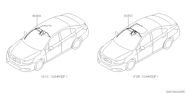 2017 Subaru Outback Cord Roof Right Diagram for 81801AL03C