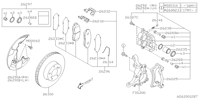 2018 Subaru Outback Pad Kit Front Diagram for 26296SG000