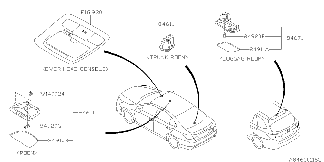 2017 Subaru Outback Lamp - Room Diagram