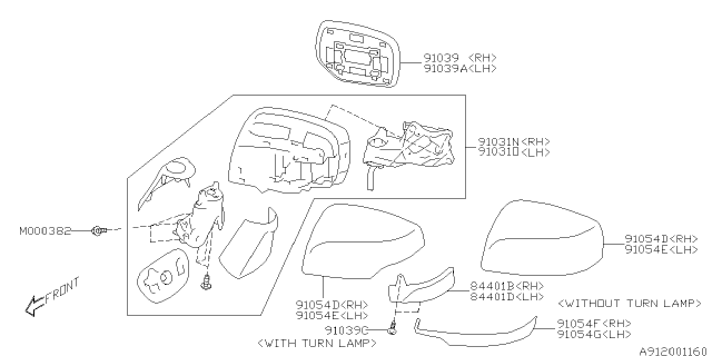 2017 Subaru Outback Cover Mirror Body Right Diagram for 91054AL21A