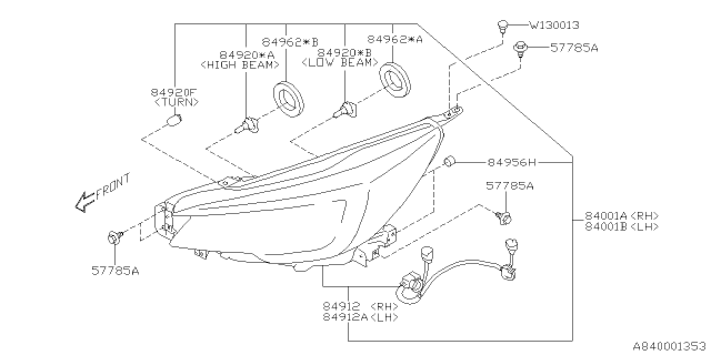 2019 Subaru Outback Headlamp Halogen LH Headlamp Diagram for 84001AL11A