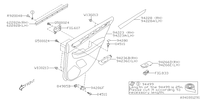 2015 Subaru Legacy Ornament Panel Rear Right Diagram for 94228AL00A