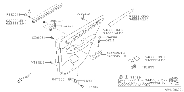 2017 Subaru Legacy Trim Sub Assembly Door Rear Rear RH Diagram for 94226AL50AVH