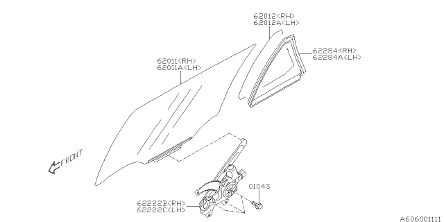 2018 Subaru Outback Door Parts - Glass & Regulator Diagram 3