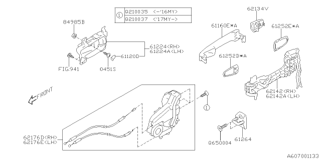 2018 Subaru Outback Frame Assembly Handle Outer Rear L Diagram for 62142AL01A