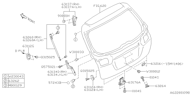 2015 Subaru Legacy Cover Rear Gate Right Diagram for 63134AL00A
