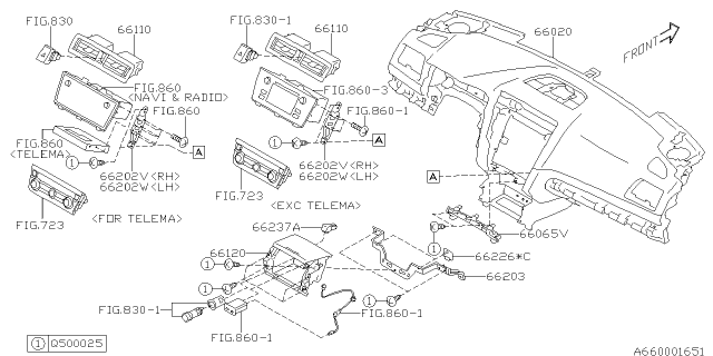 2019 Subaru Legacy Instrument Panel Diagram 1