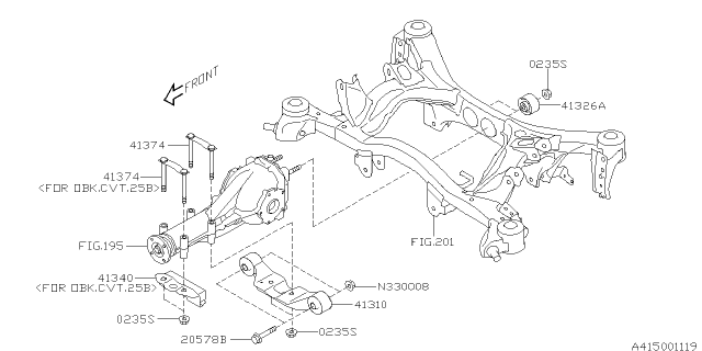 2018 Subaru Outback Differential Mounting Diagram