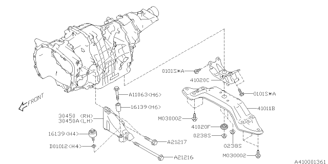 2018 Subaru Legacy Rear Crossmember Complete Diagram for 41011AL030