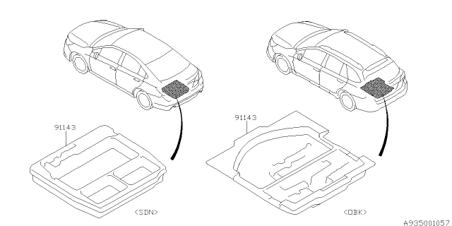 2015 Subaru Legacy Box SUBASSEMBLY Trunk Diagram for 91144AL05A
