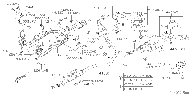 2016 Subaru Outback Gasket Exhaust Pipe Front Diagram for 44011AG040