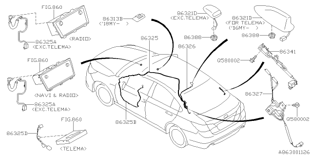 2018 Subaru Outback Audio Parts - Antenna Diagram 2