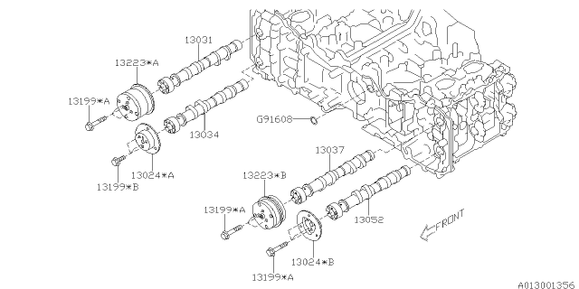 2015 Subaru Legacy CAMSHAFT Complete-Exhaust LH Diagram for 13052AB030