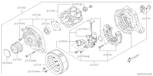 2015 Subaru Legacy Cover Assembly ALTERNATOR Diagram for 23718AA29B