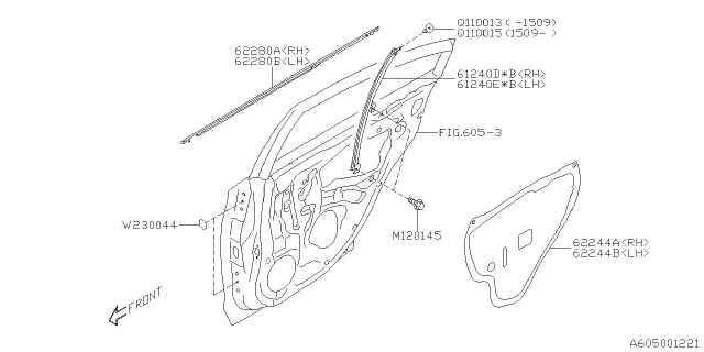 2015 Subaru Legacy Weather Strip Outer Door Diagram for 62280AL02A
