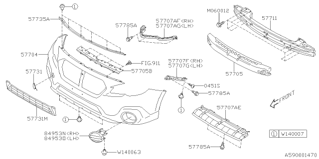 2017 Subaru Outback Front Bumper Diagram 2