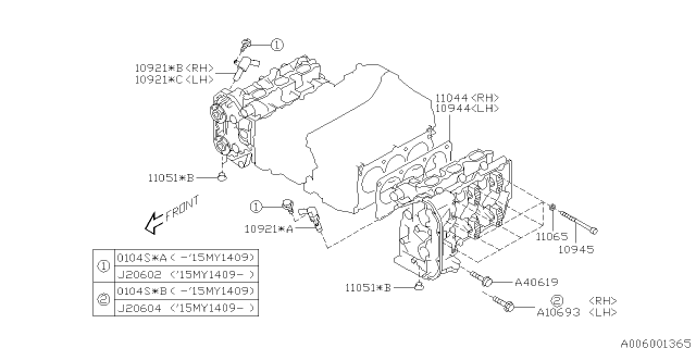 2015 Subaru Legacy Valve Assembly-Oil Control Diagram for 10921AA200