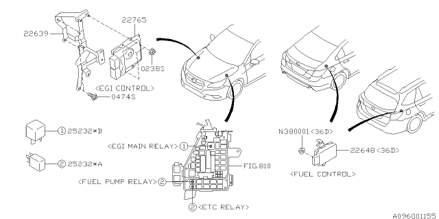 2015 Subaru Outback E.G.I. Engine Control Module Diagram for 22765AF34A