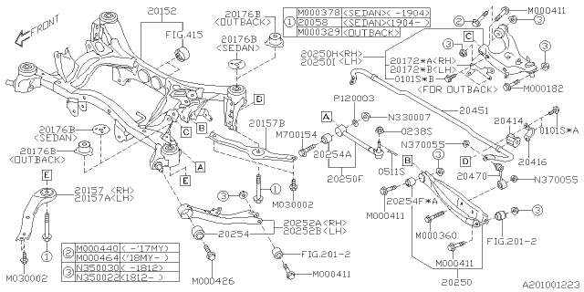 2019 Subaru Legacy Rub Bush STABILIZER Diagram for 20464AJ01A