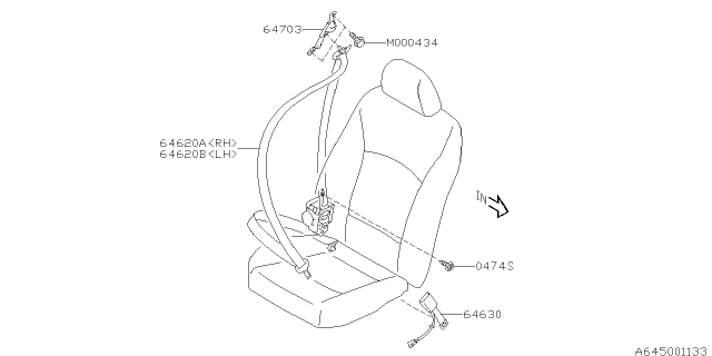2019 Subaru Legacy Belt Assembly F Out Diagram for 64621AL01BVH